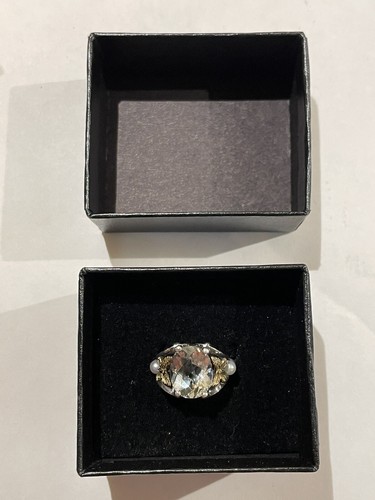 Ann King Sterling Silver 18k Yellow Gold Butterfly Green Quartz Ring Size 6 925 - Picture 22 of 22