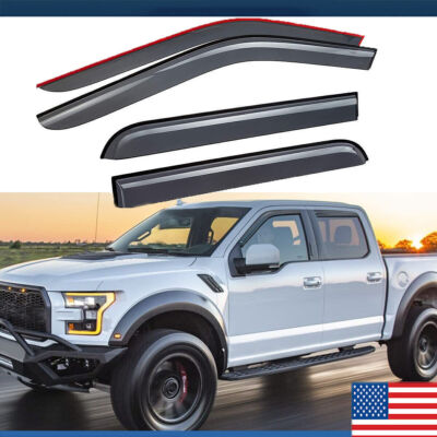 For 2015-2022 Ford F-150 Super Crew Cab Window Vent Visor In Channel Rain Guards