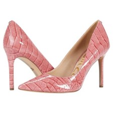 Sam Edelman Hazel Pointed Toe Pump Pink Patent Croco Leather Stiletto Heels 9.5