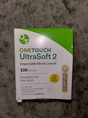 ONE TOUCH UltraSoft 2 Disposable Lancets 100 Less Pain 30 Gauge Exp 2/28