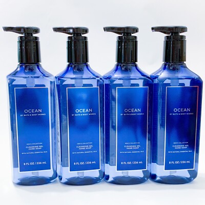 4-Pack Bath & Body Works Men's OCEAN Cleansing Gel Hand Soap 8oz NEW Vetiver