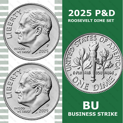 2025-P&D Roosevelt Dime - 2 Coin Set - BU/CHOICE BU - IN STOCK | eBay