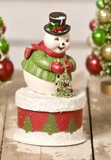 Bethany Lowe Christmas  Old Friend On Box   Snowman 8  Tall NEW  TL0227