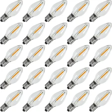 KGC 25 Pack C7 LED Christmas Light Bulb, E12 Base Waterproof LED Bulbs for Stri
