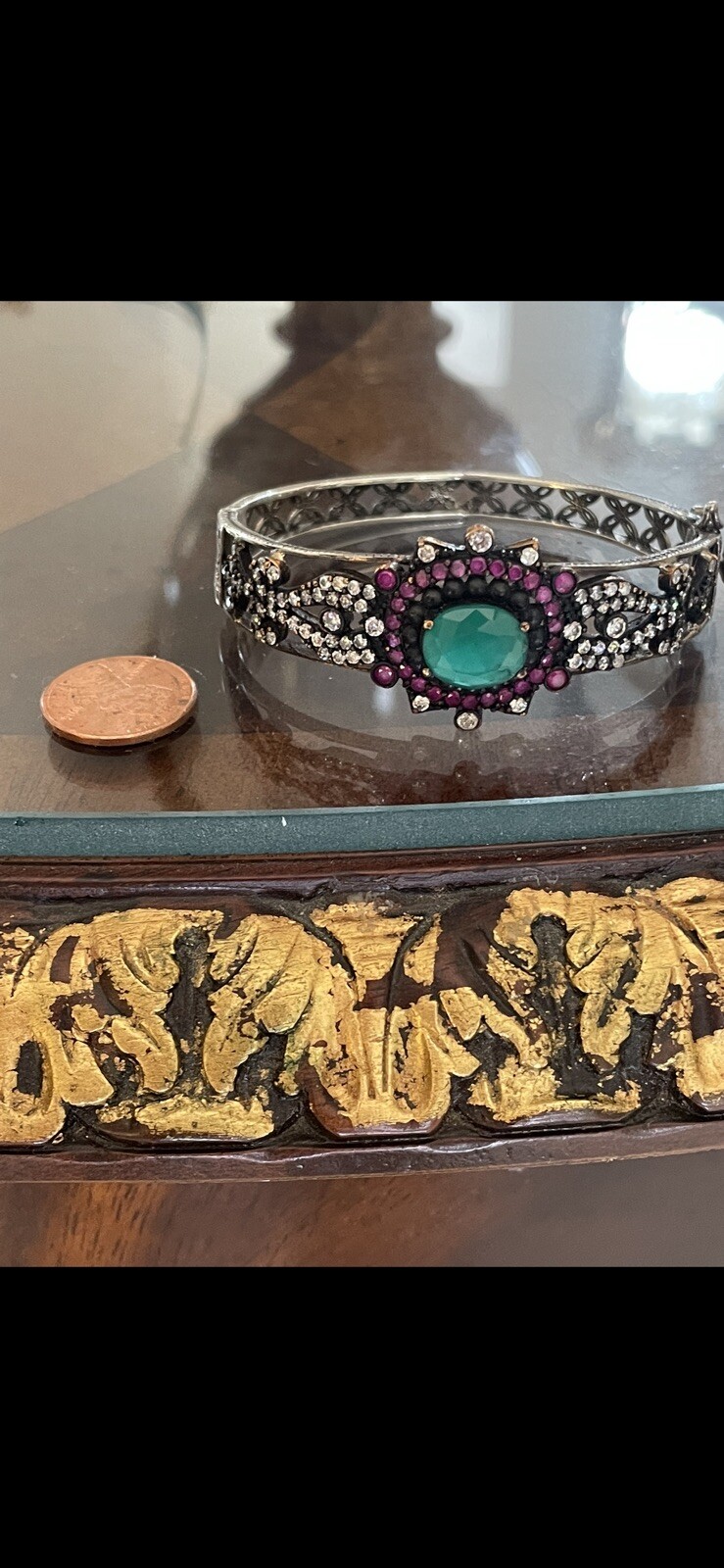 Natural emerald ruby bracelet lab created diamonds - image 1