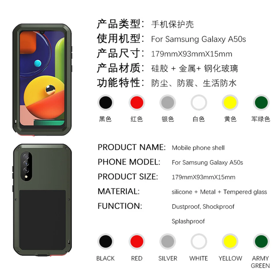 Funda trasera de metal + silicona para Samsung fundas protectoras fuertes anticaídas Foto 2 de 4