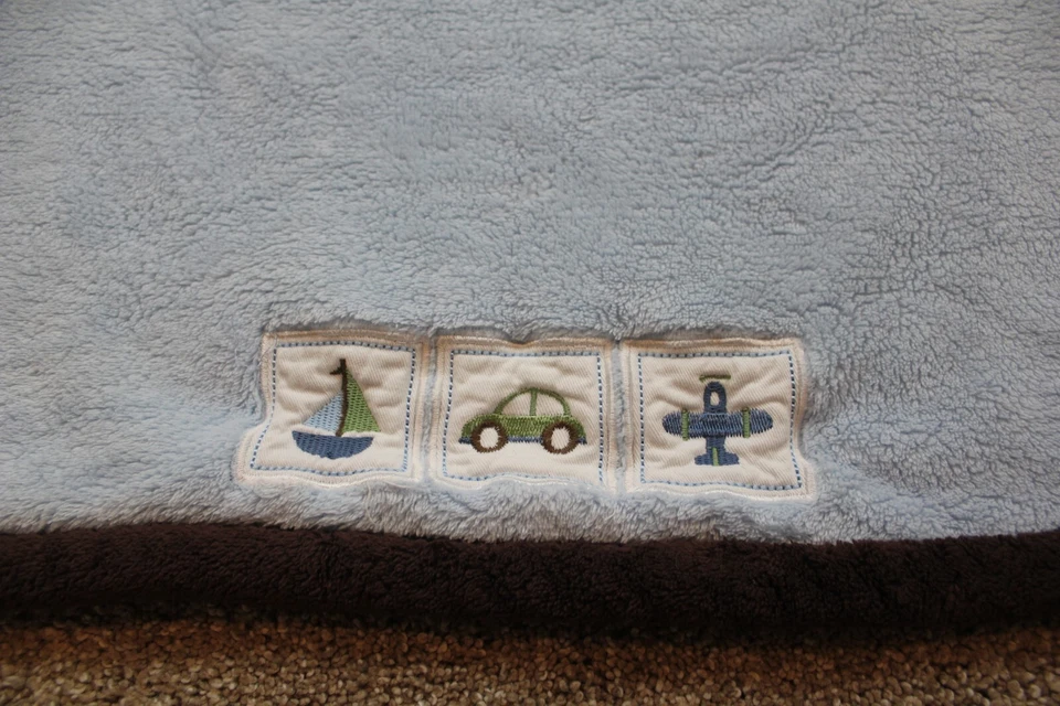 Kidsline Azul Marrón Vellón Felpa Coche Avión Barco Bebé Manta Infantil Niños RARA Foto 3 de 4