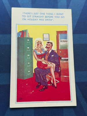 Freche E Marks Comic Postkarte 1950er NUR EINE SACHE ICH WILL GERADE BEKOMMEN Anspielungen