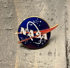 NASA Logo Lapel Pin Enamel Gold Tone