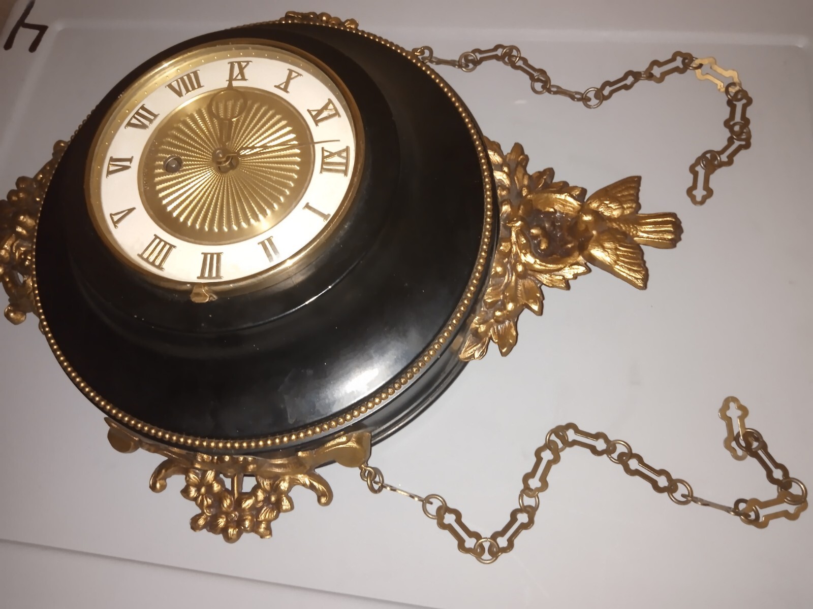 Rare Antique Victorian Brass Eight Day Wall Clock West Germany Chain ...