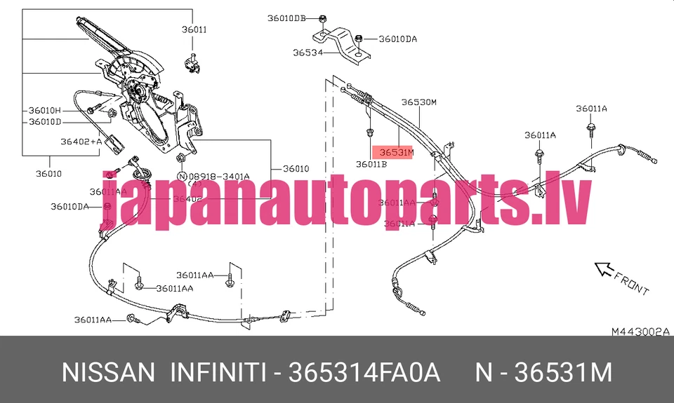 Cables de freno de estacionamiento originales Nissan E-NV200 DIESTRO+DERECHO 36531-4FA0A 36530-4FA0A Foto 4 de 4