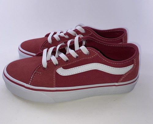 Vans Women's Old Skool Brick/Red True White Canvas Suede Skate Shoe Women 6 - Picture 3 of 12