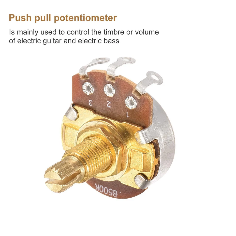 4x Audio Taper Potentiometer B500K 3 Pin 1/4" Dia Split Shaft für E-Gitarre Bass - Bild 3 von 4