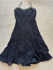Suzi Chin for Maggy Boutique Black Lace Strapless Swing Cocktail Dress Size 8