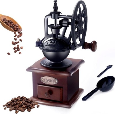 Molino cafe manual madera diseno antiguo manivela hierro ideal regalo hogar uso