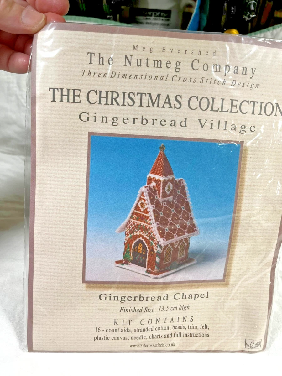 The Nutmeg Company / Meg Evershed “Gingerbread Chapel” 3-D cross-stitch kit NEW