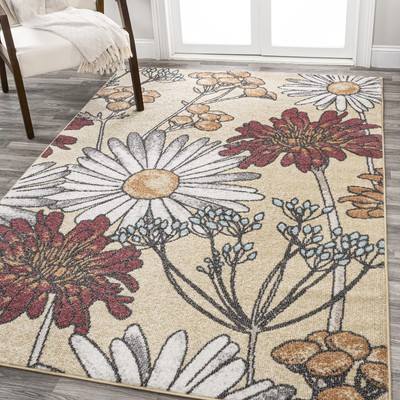 CTP203A-4 Dizi Modern Botanical Wildflower Indoor Area -Rug, Contemporary, Fl...
