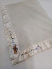 Vintage Disney Winnie The Pooh Satin Trim And Lined Baby Blanket 29x39 Fleece