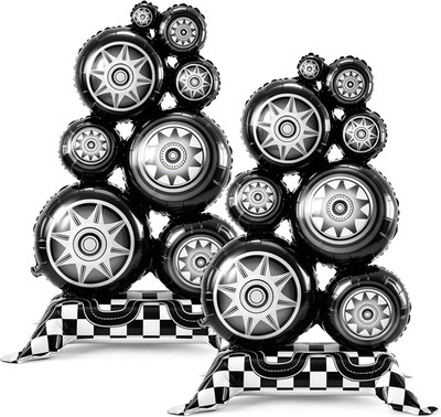 Giant Tire Balloons,3.5Ft Self Standing Race Car Birthday Party Decorations | 2P