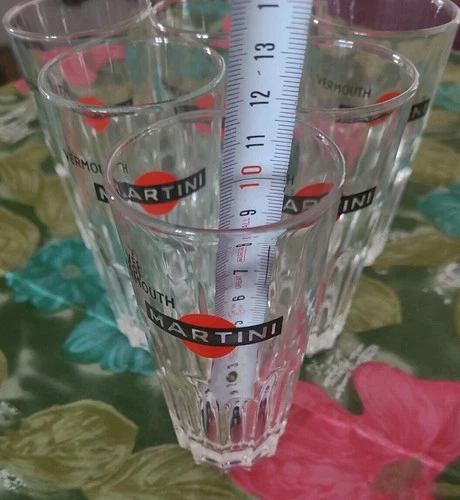 A LOT OF SIX VINTAGE LONG GLASSES 1960 - MARTINI VERMOUTH