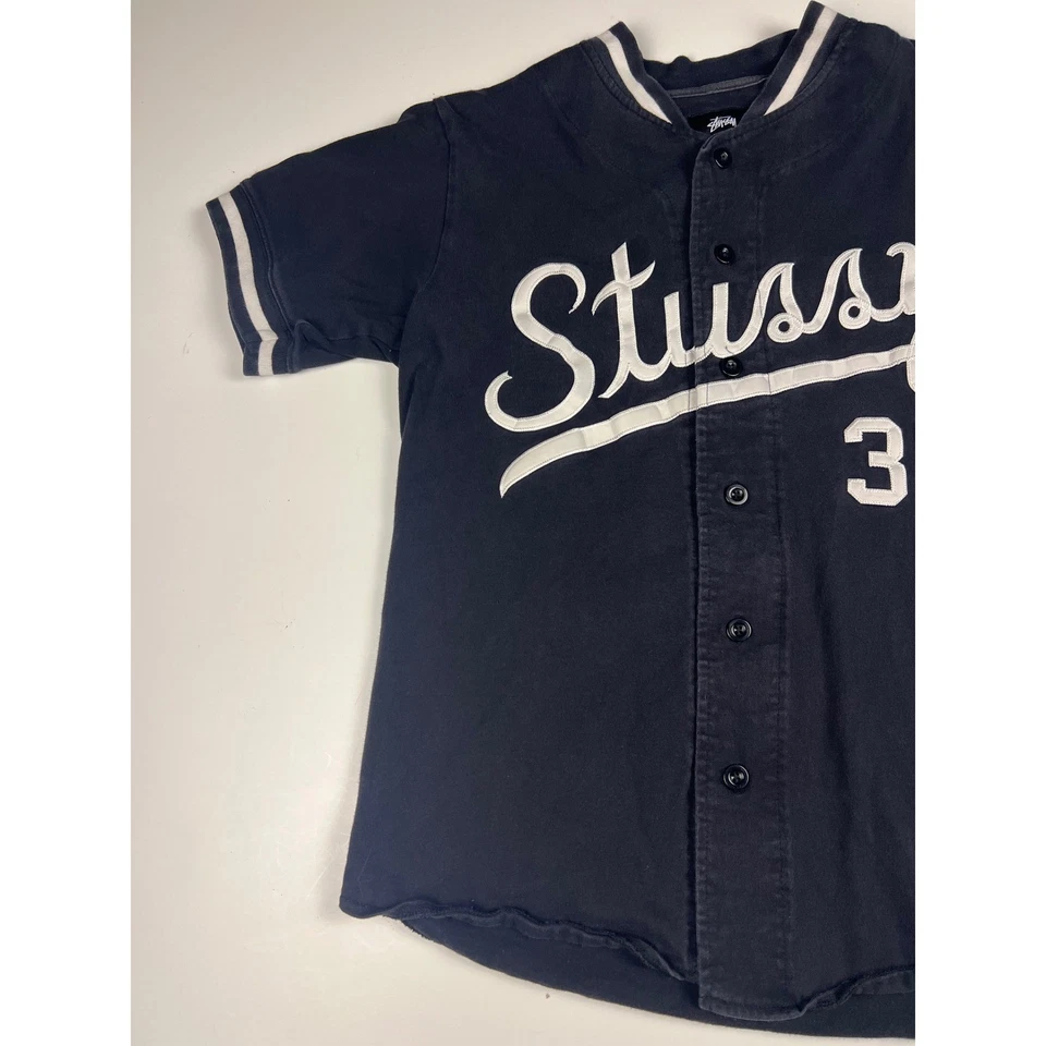 Stussy 35 Baseball Jersey Black White Short Sleeve Shirt Size S - Image 2 of 4