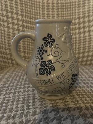 Vintage ''Trinkt Wie Eure Vater Aus Stein Den Wein'' German Pitcher, 8'' Tall