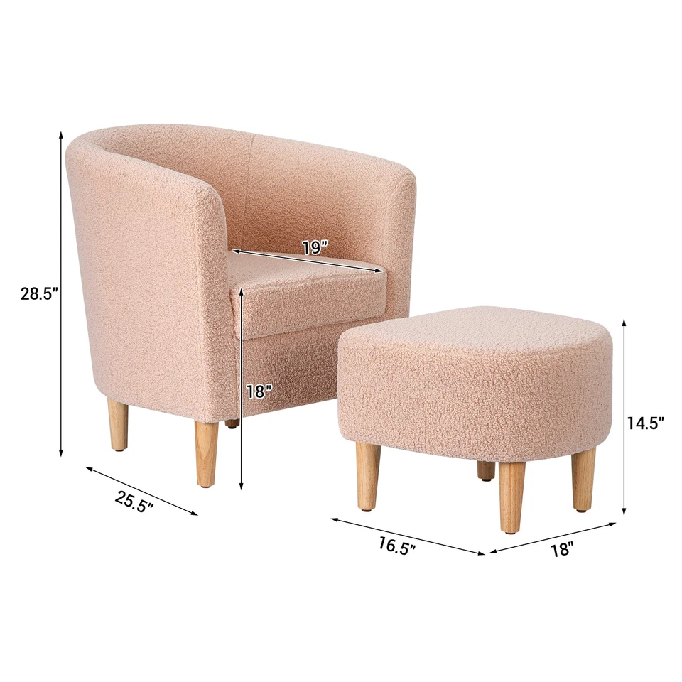 Sillón con brazo tapizado de tela de lana con sofá individual otomano sala de estar Foto 2 de 4