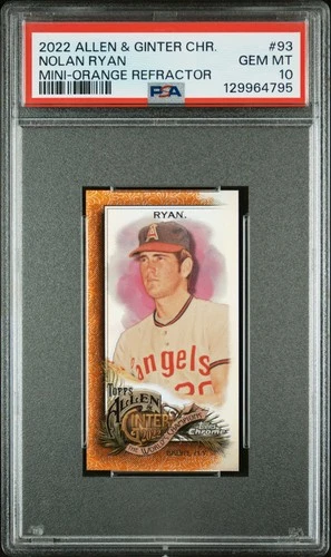 2022 Topps Allen & Ginter Chrome #93 Nolan Ryan Mini-Orange Refractor PSA 10