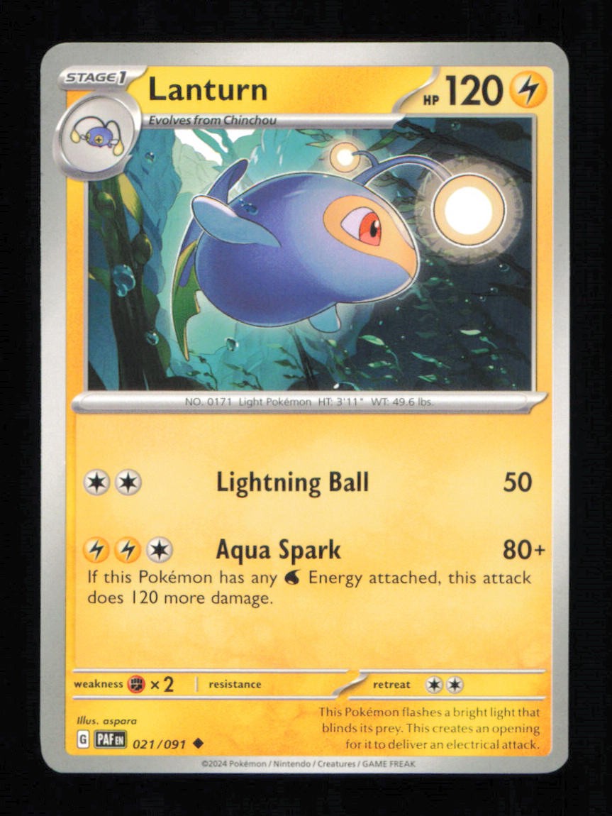 Lanturn 021/091 Uncommon Paldean Fates Pokemon Near Mint