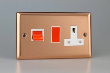 Switch Copper 45A Cooker + 13A Socket 2 Pole Urban Polished White/Red Insert
