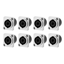 8 Pack Speakon Panel Mount Socket Round, 4 Pole Audio Speaker Jack Twist Lock Co