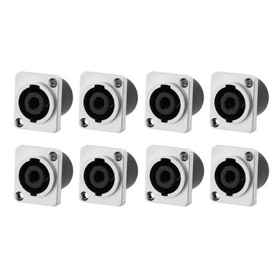 8 Pack Speakon Panel Mount Socket Round, 4 Pole Audio Speaker Jack Twist Lock Co
