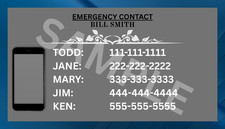 5 Pack Emergency Contact Card (laminated)