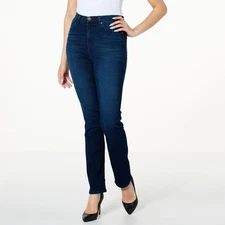 DG2 by Diane Gilman Virtual Stretch Denim Straight-Leg Jeans Indigo 24W New