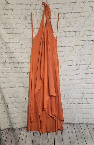 BCBGMaxAzria Andi Womens saffron Handkerchief Halter Maxi Dress Sz XSM