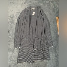 NWT Loft cardigan Black and White Striped sweater small MSRP 70