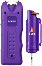 POLICE Stun Gun with Alarm Burn Pepper Spray Self Defense Combo 628 Purple