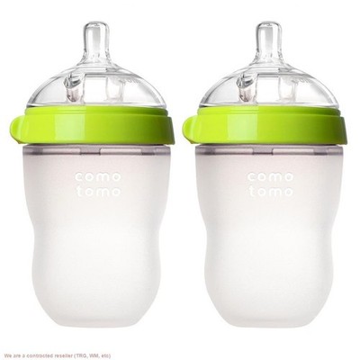 Comotomo Silicone Bottle 8-Oz (2 Pack)- Green