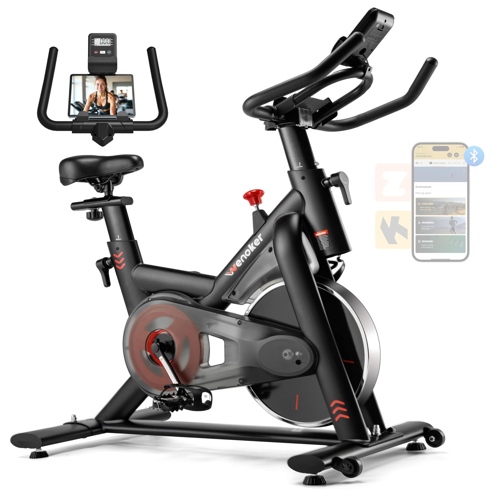 Wenoker Exercise Bike for Home – 350LB Indoor Cycling Bike, Silent Stationary...