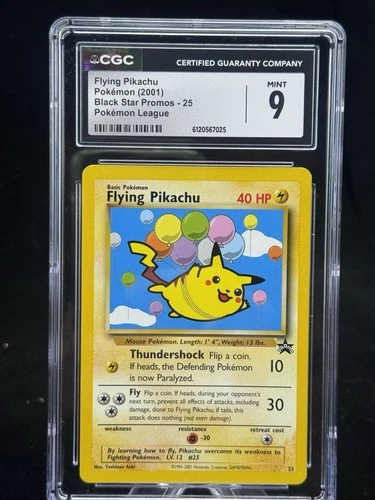 Flying Pikachu #25 Black Star Promo Pokemon League 2001 CGC 9  🎈☁️