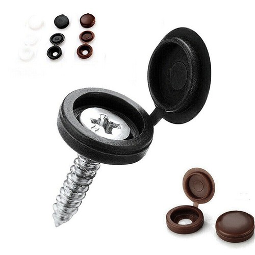 100/200X Plastic Hinged Screw Cover Cap Screw Covers Fold Snap Protective Caps - Bild 4 von 18