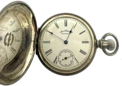 Antique Waltham Grade E 6s Pocket Watch Coin Silver Case Runs Intermittent