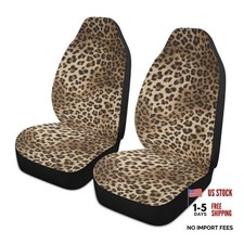 Set Of 2 Brown Leopard Print Car Seat Covers - Wild Safari Skin Pattern Set Of 2 Brown Leopard Print Car Seat Covers - Wild Safari Skin Pattern