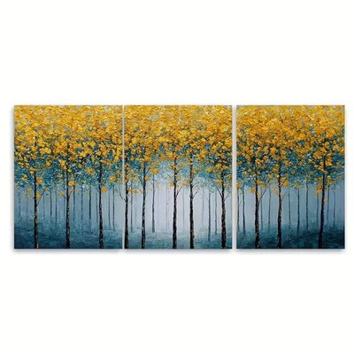 3pcs Minimalist Yellow Tree Landscape  Wall Art Canvas  Unframed/Framed