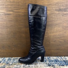 Vintage Golo Black Fine Soft Leather Stacked Heel Boots Womens Sz 6N