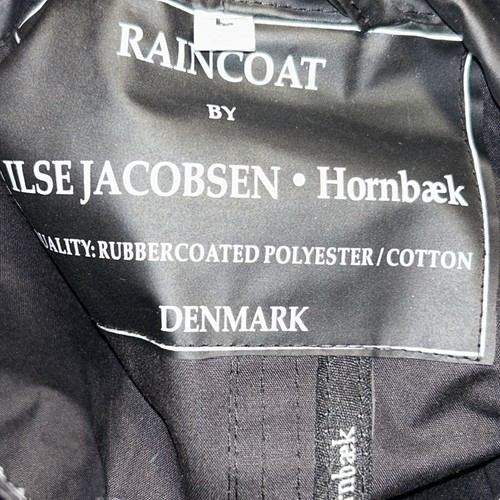 ILSE JACOBSON HORNBAEK Long Black Hooded Heavy Raincoat Zip/Snap Sz L NWOT - Picture 7 of 9