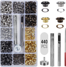 3/16 Inch Grommet Tool Kit, 440Pcs Grommets Eyelets Sets Extra Grinding Ro...