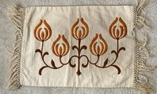 Hand Embroidered Arts & Crafts Pillow Cover Mission Vintage Tulip Design