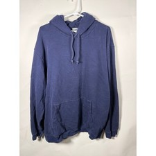 Gap Mens XXL Navy Blue Fleece Pullover Hoodie Sweatshirt Cotton Blend Classic