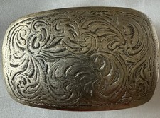Womens Western Floral Swirl Silver Tone Engraved Distressed Belt Buckle